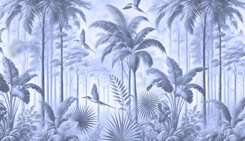 Fond d'écran avec des oiseaux volant dans la forêt Fond d'écran avec des oiseaux volant dans la forêt