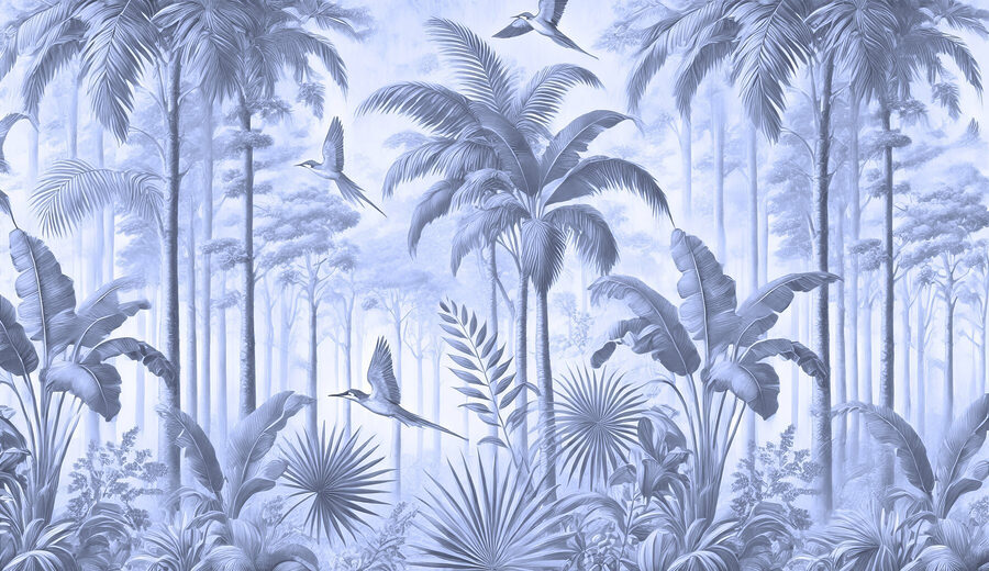 Fond d'écran avec des oiseaux volant dans la forêt Fond d'écran avec des oiseaux volant dans la forêt