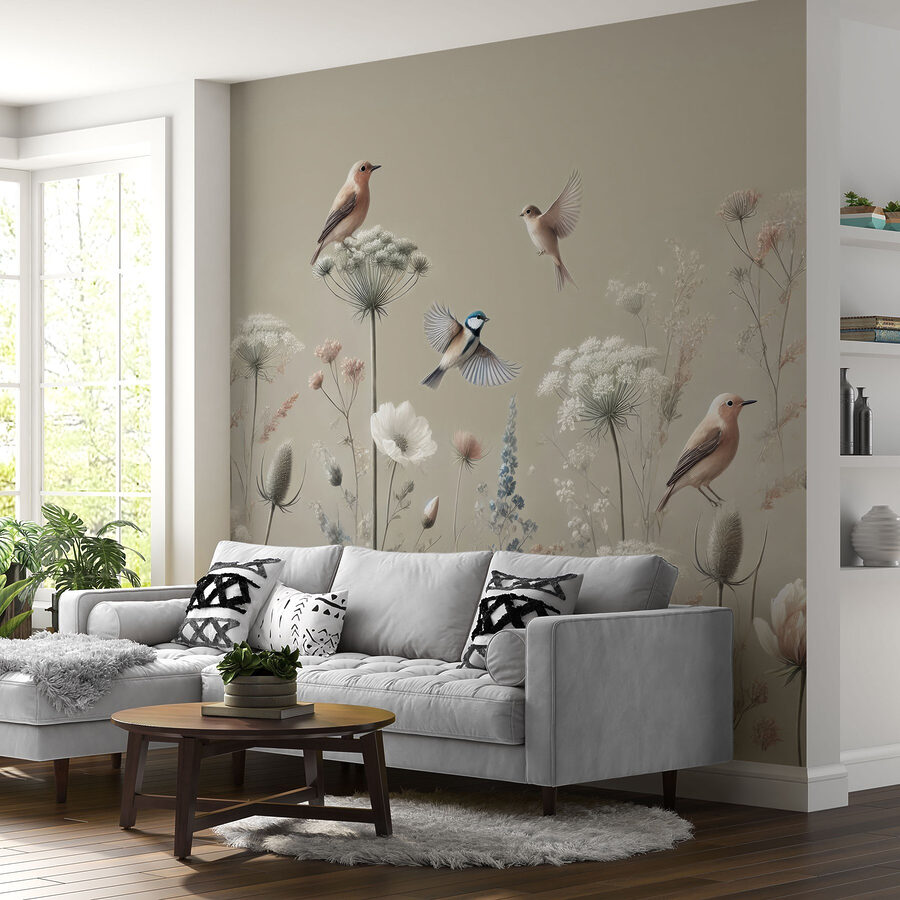 Oiseaux sur les fleurs et les plantes