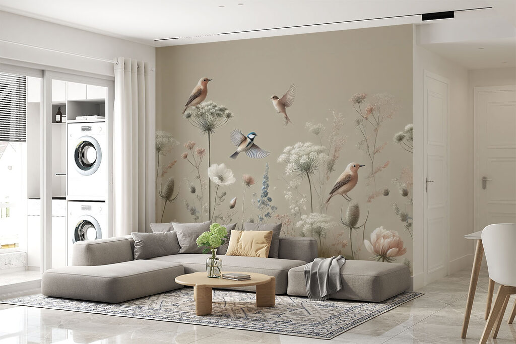 Birds on flowers and plants