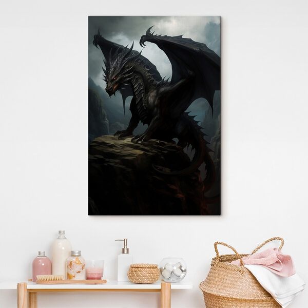 Dragon noir sur un rocher Dragon noir sur un rocher