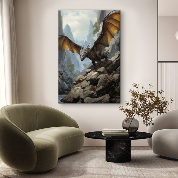 Dragon sur une colline rocheuse Dragon sur une colline rocheuse