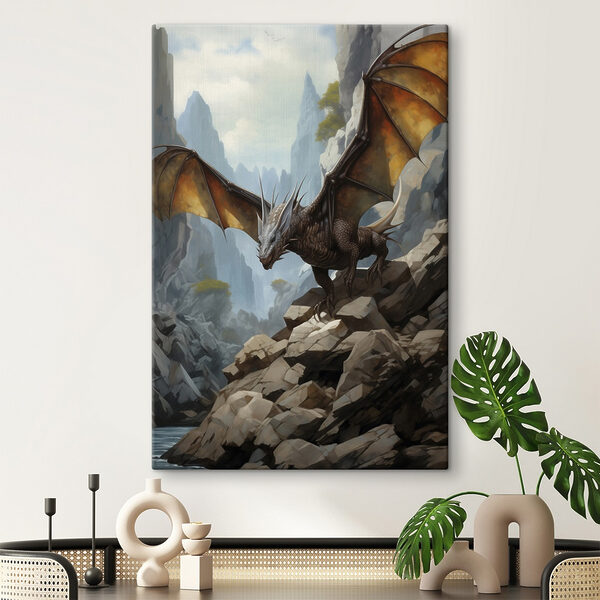Dragon sur une colline rocheuse Dragon sur une colline rocheuse