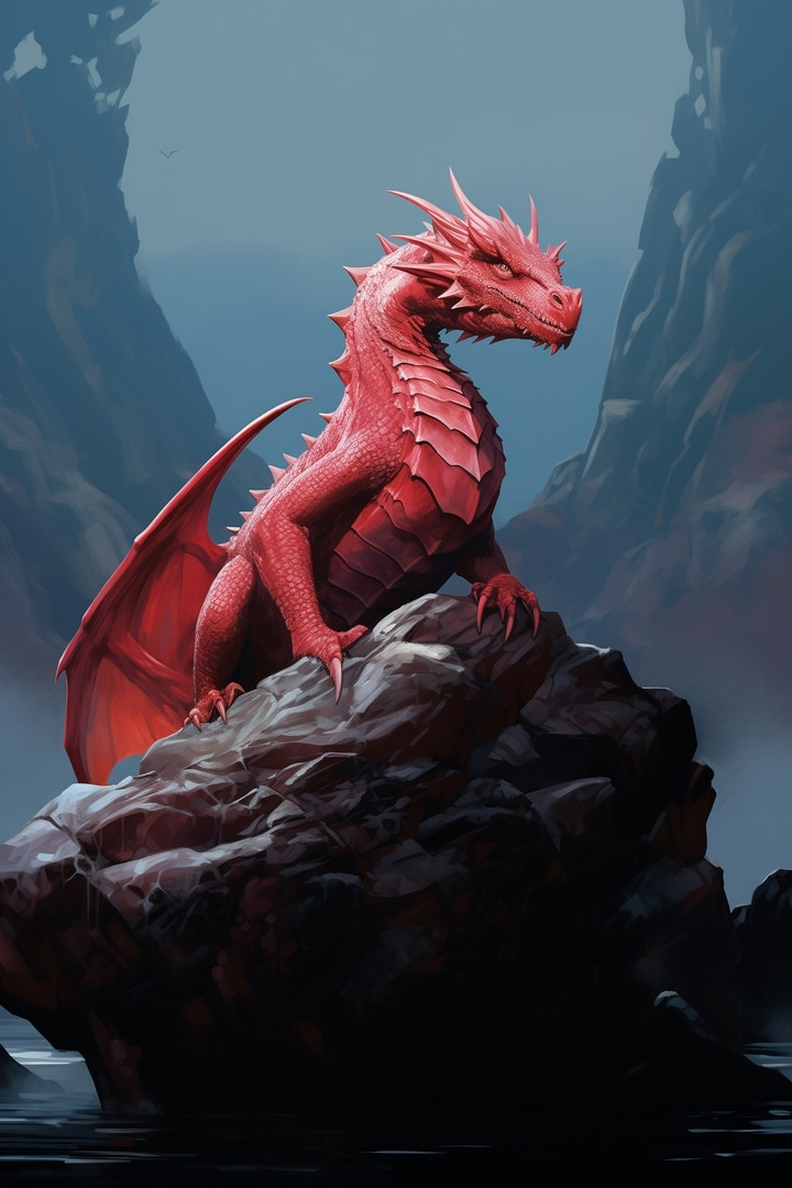 Dragon rouge sur un rocher Dragon rouge sur un rocher