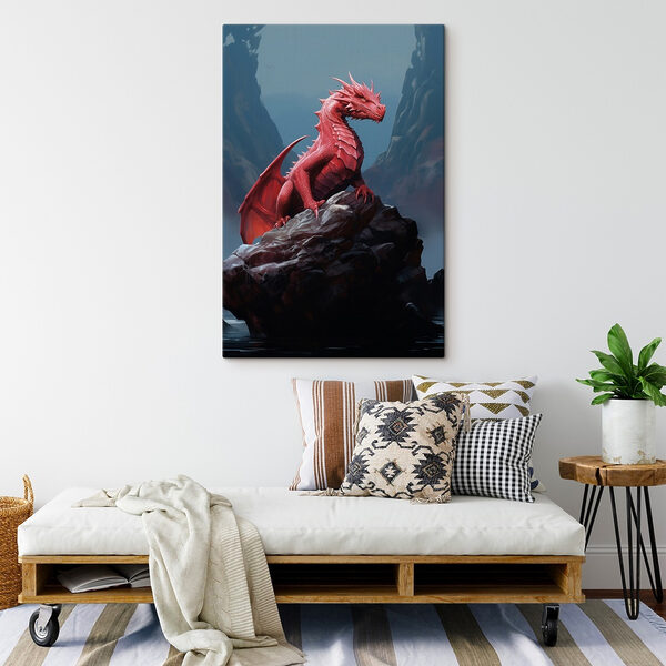 Dragon rouge sur un rocher Dragon rouge sur un rocher