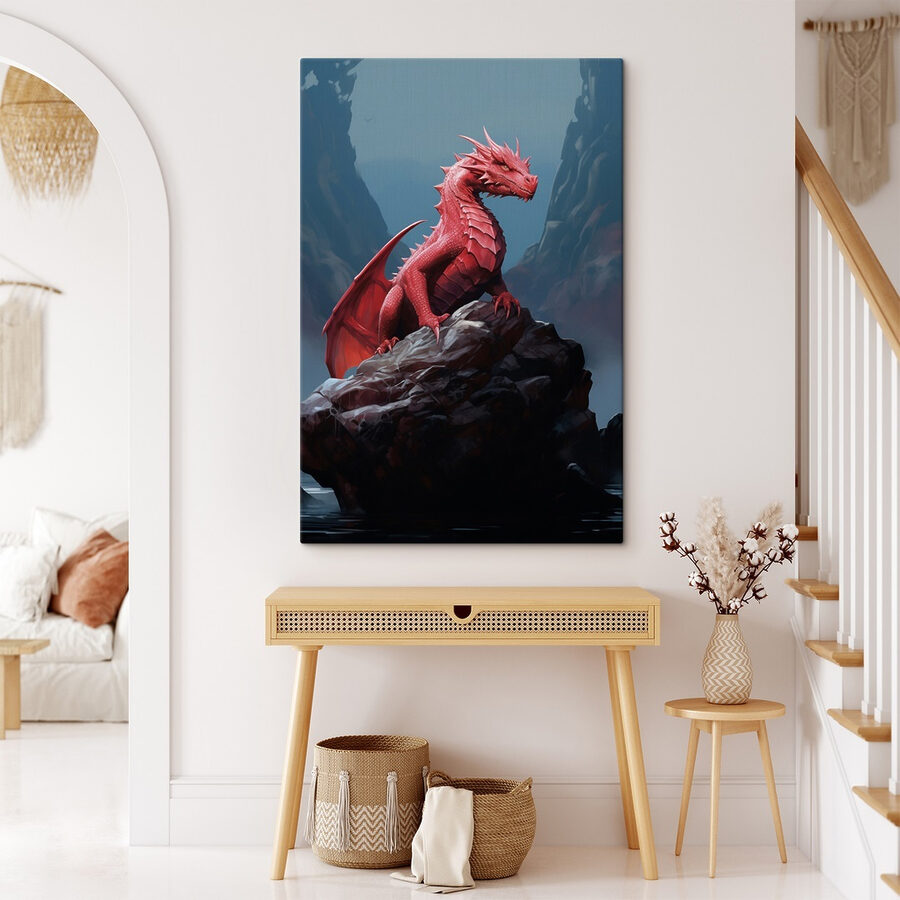 Dragon rouge sur un rocher Dragon rouge sur un rocher