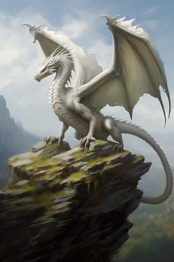 Dragon blanc sur un rocher Dragon blanc sur un rocher