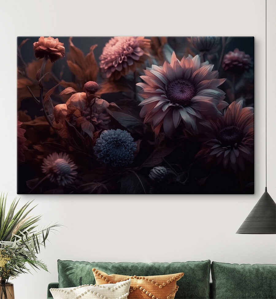 Groupe de fleurs avec feuilles