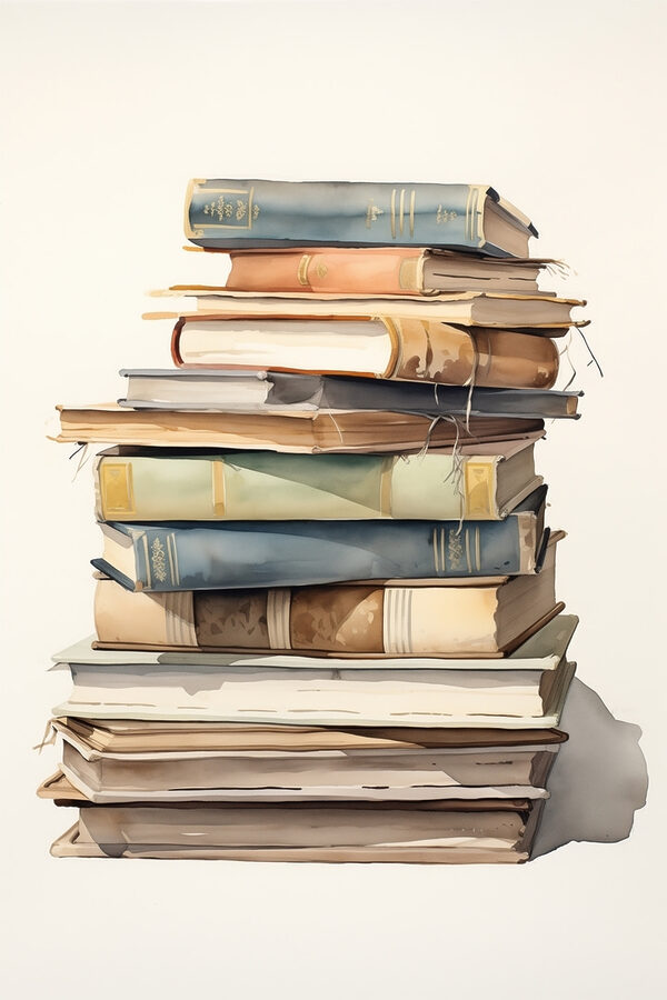 Aquarelle d'une pile de livres Aquarelle d'une pile de livres