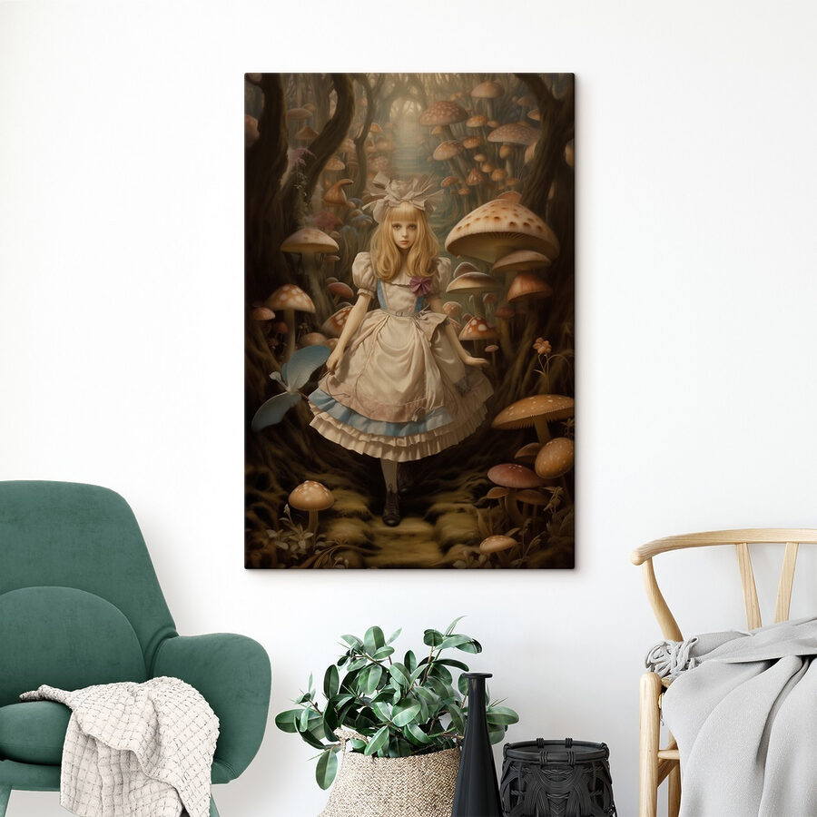 Fille en robe dans une forêt