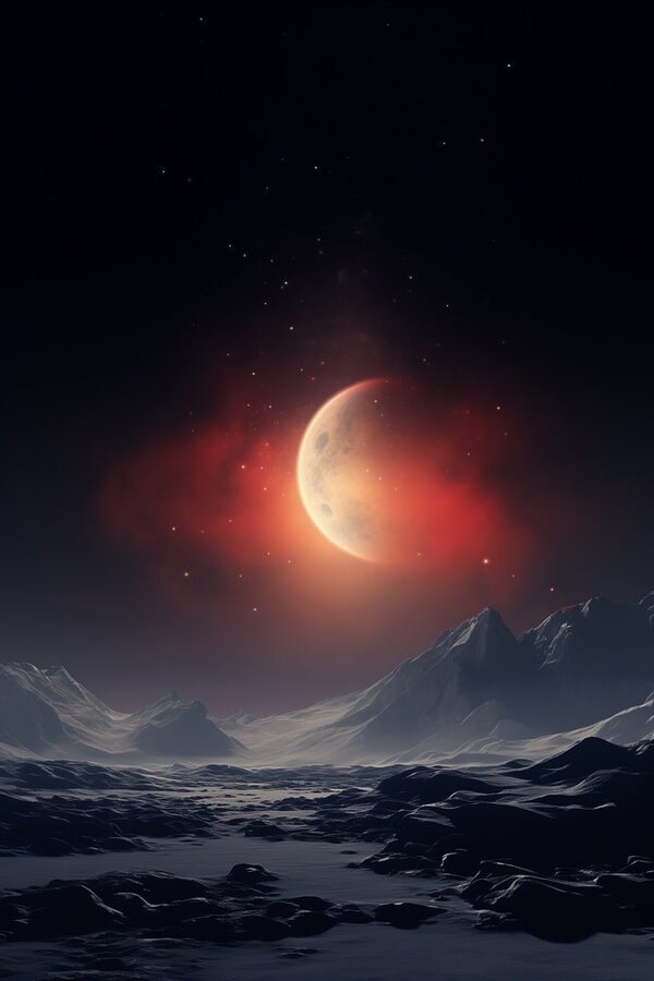 Lune dans le ciel au-dessus des montagnes Lune dans le ciel au-dessus des montagnes