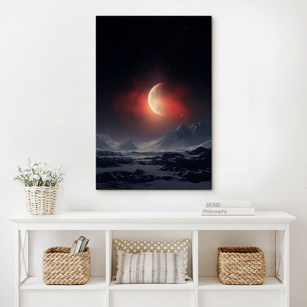 Lune dans le ciel au-dessus des montagnes Lune dans le ciel au-dessus des montagnes