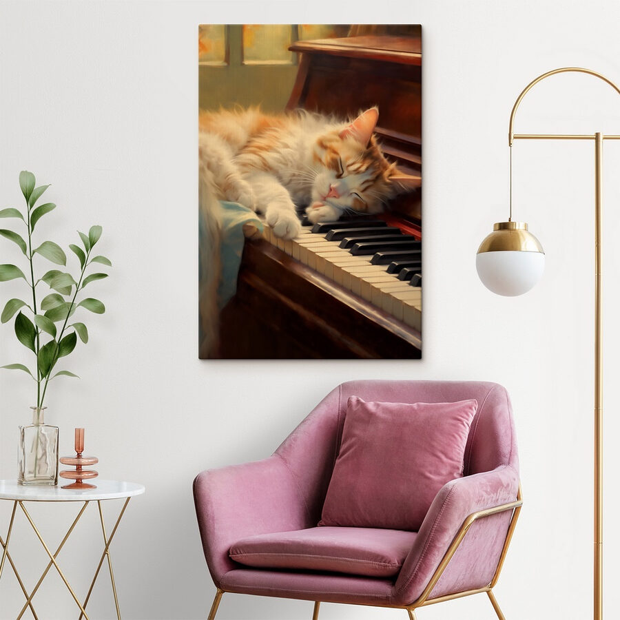 Chat dormant sur un piano Chat dormant sur un piano