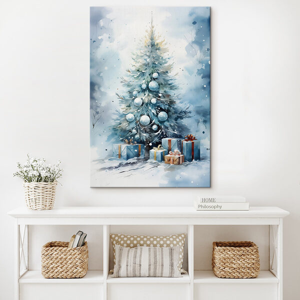 Aquarelle d'un arbre de Noël avec des cadeaux Aquarelle d'un arbre de Noël avec des cadeaux
