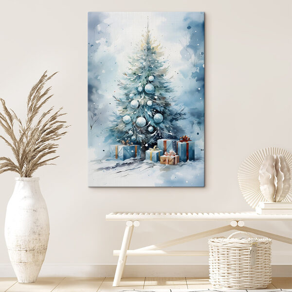 Aquarelle d'un arbre de Noël avec des cadeaux Aquarelle d'un arbre de Noël avec des cadeaux