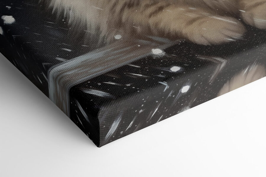 Chat assis dans la neige