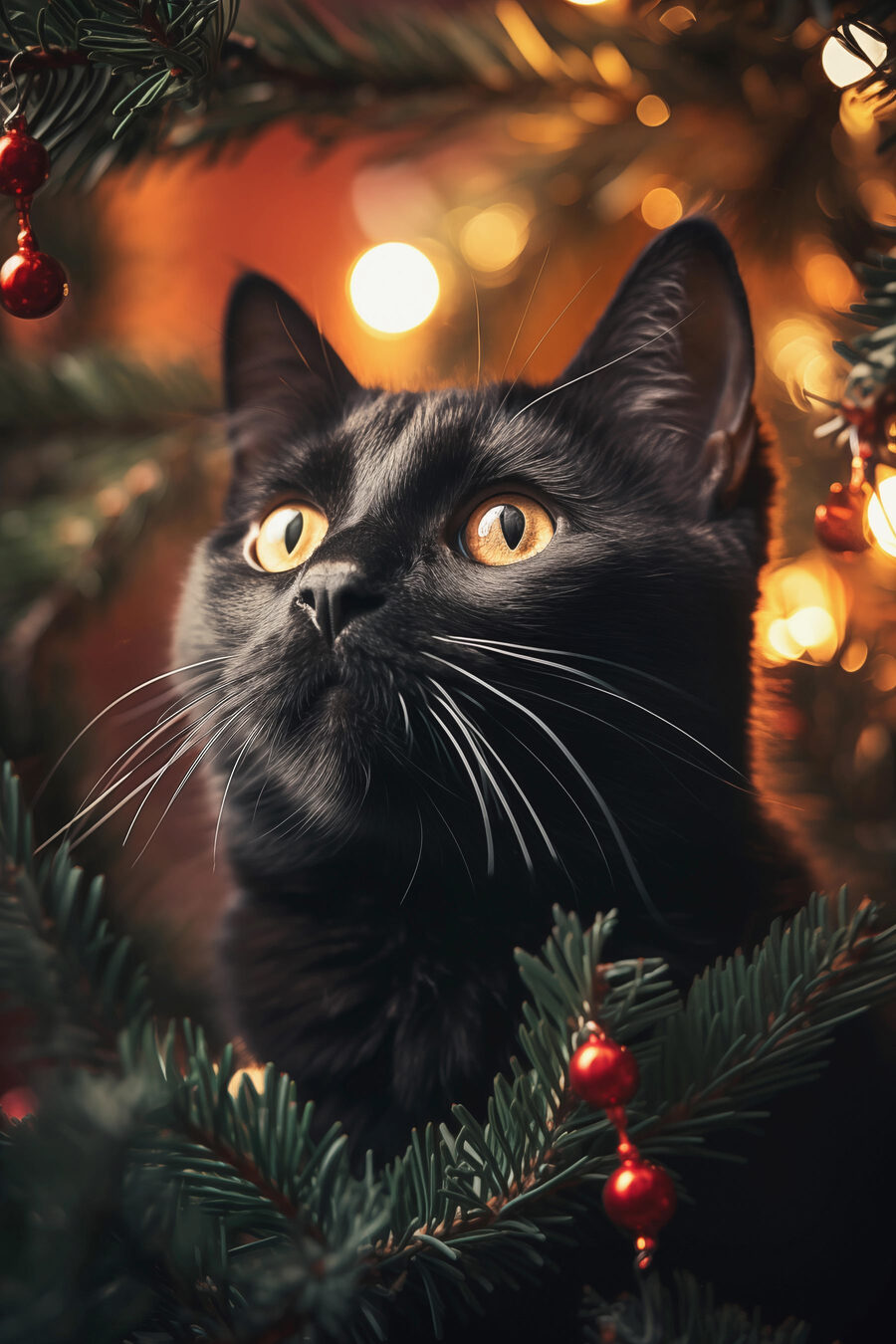 Chat noir aux yeux jaunes