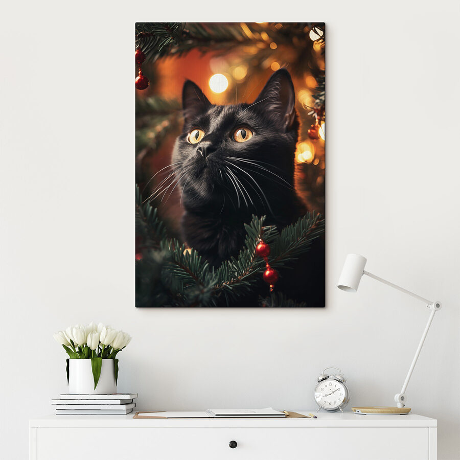 Chat noir aux yeux jaunes