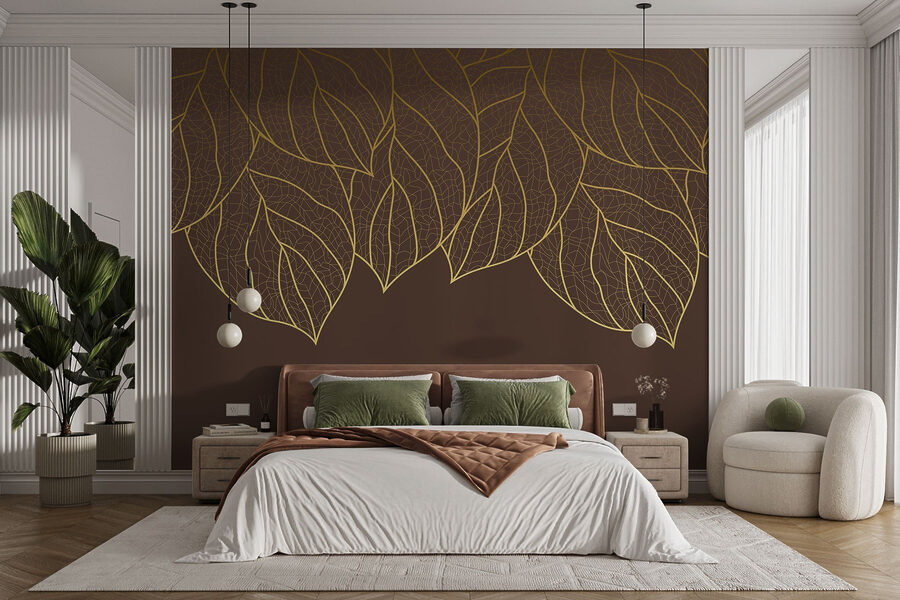 Groupe de feuilles sur fond brun Groupe de feuilles sur fond brun
