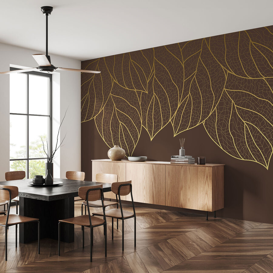 Groupe de feuilles sur fond brun Groupe de feuilles sur fond brun
