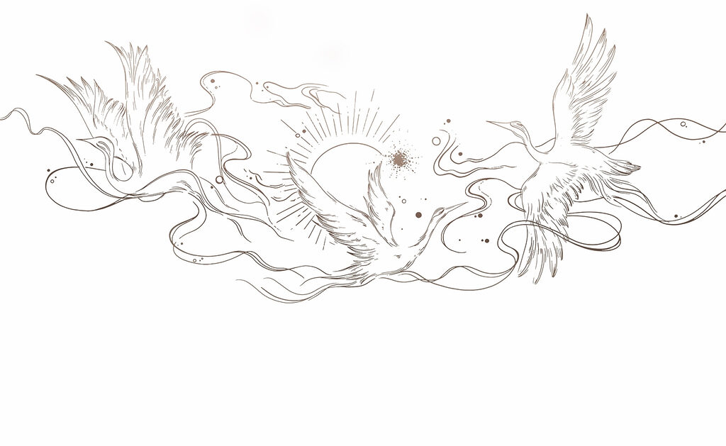 Dessin d'oiseaux et de soleil Dessin d'oiseaux et de soleil