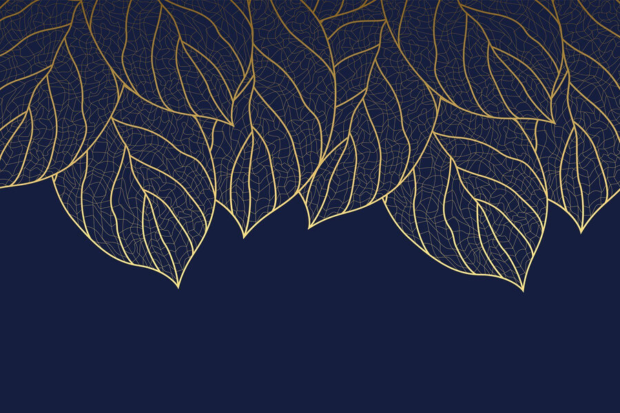 Motif élégant de feuilles sur fond sombre