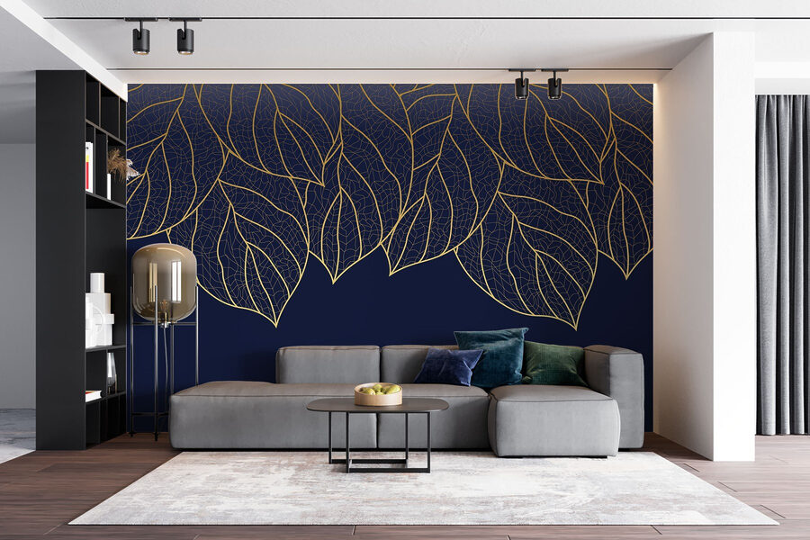 Motif élégant de feuilles sur fond sombre