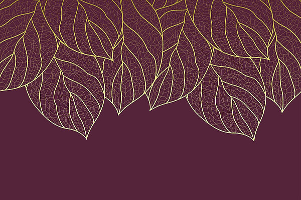 Feuilles élégantes sur fond marron foncé Feuilles élégantes sur fond marron foncé