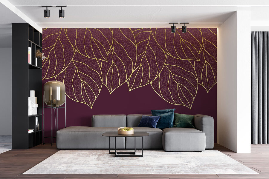 Feuilles élégantes sur fond marron foncé