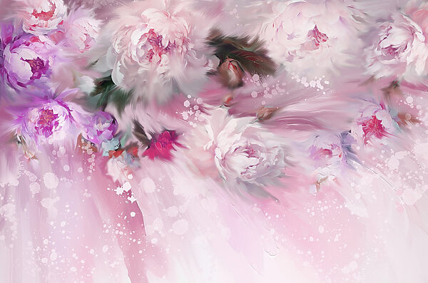 Peinture de fleurs sur fond rose Peinture de fleurs sur fond rose