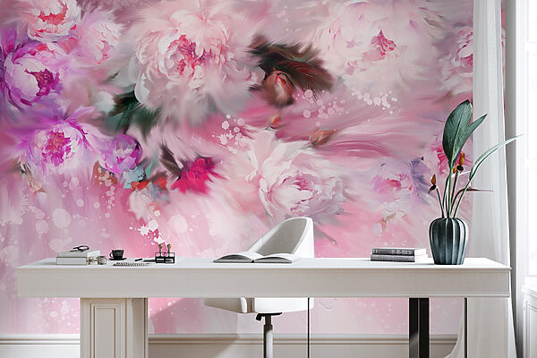Peinture de fleurs sur fond rose Peinture de fleurs sur fond rose