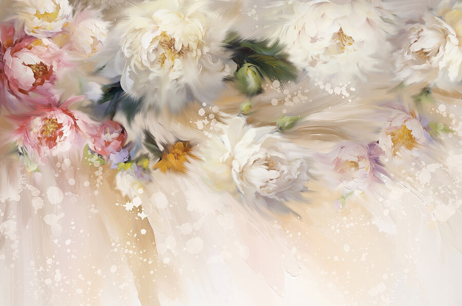 Peinture de fleurs sur fond blanc