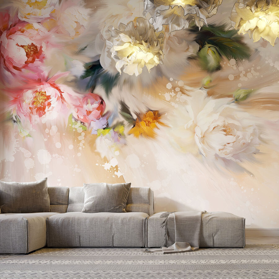 Peinture de fleurs sur fond blanc