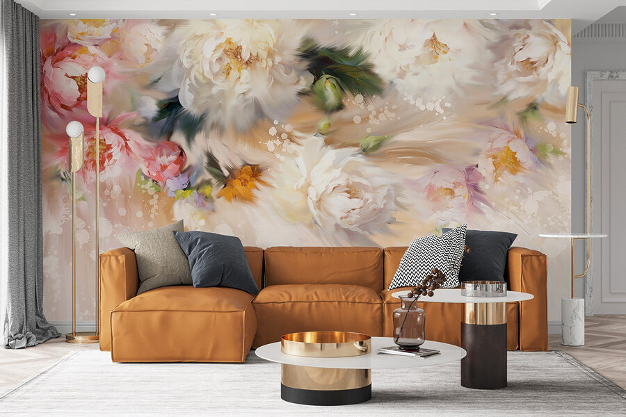 Peinture de fleurs sur fond blanc