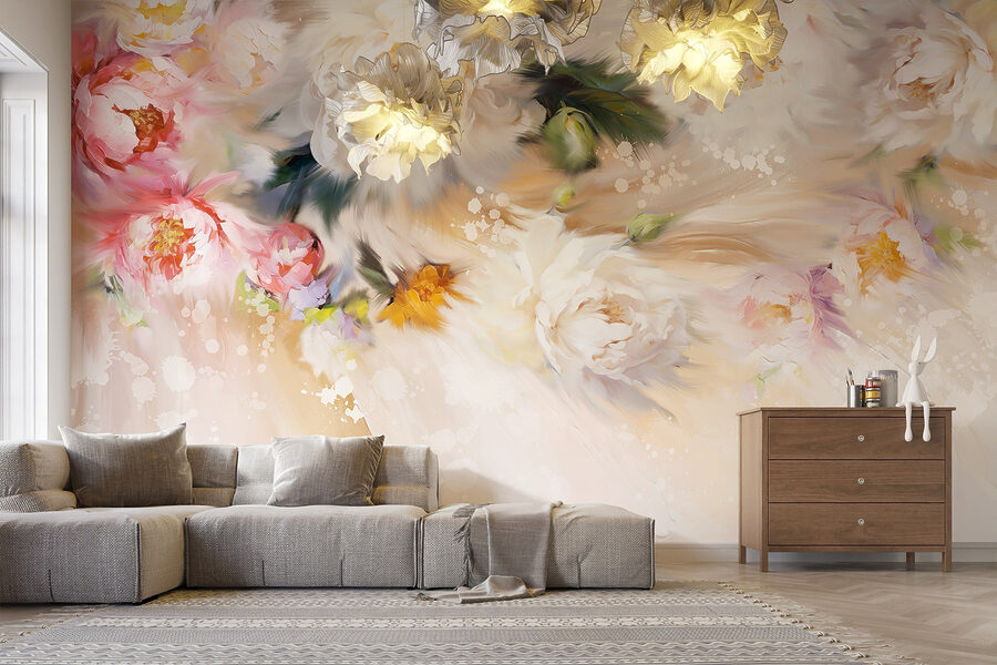 Peinture de fleurs sur fond blanc