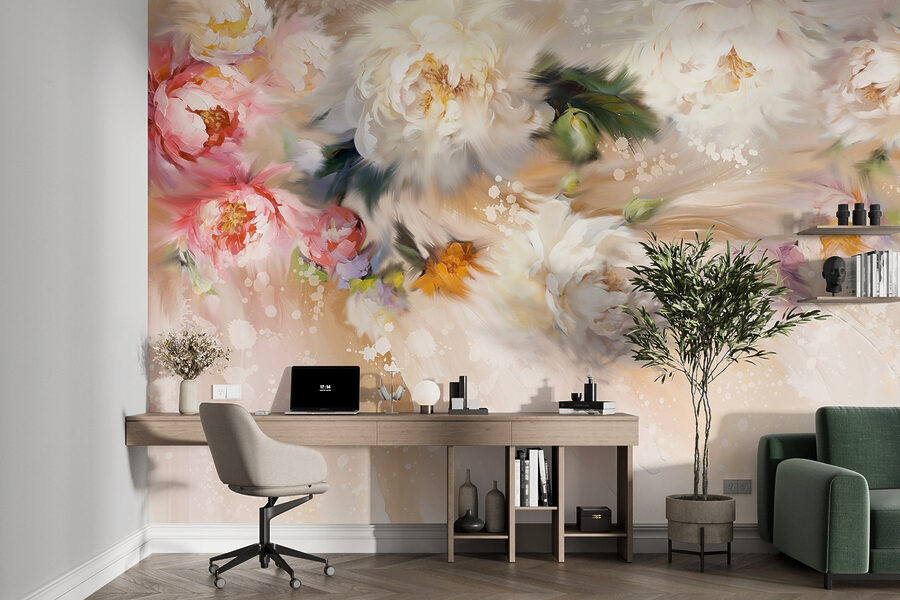 Peinture de fleurs sur fond blanc