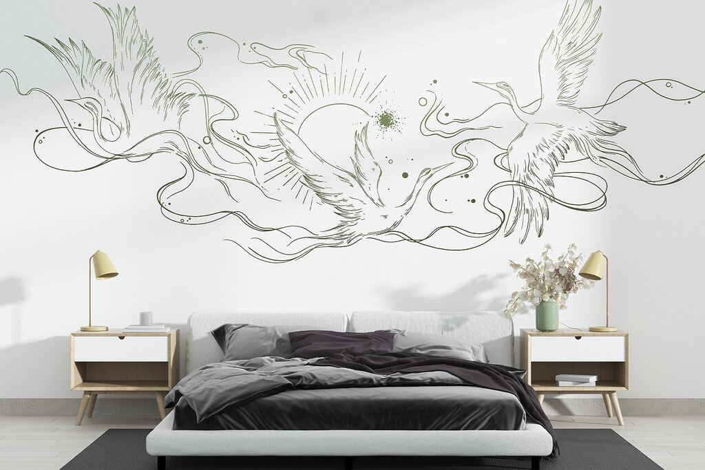 Drawing of birds and sun Drawing of birds and sun