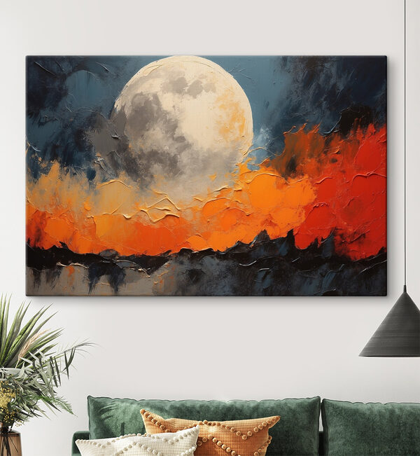 Peinture d'une lune et d'un feu Peinture d'une lune et d'un feu