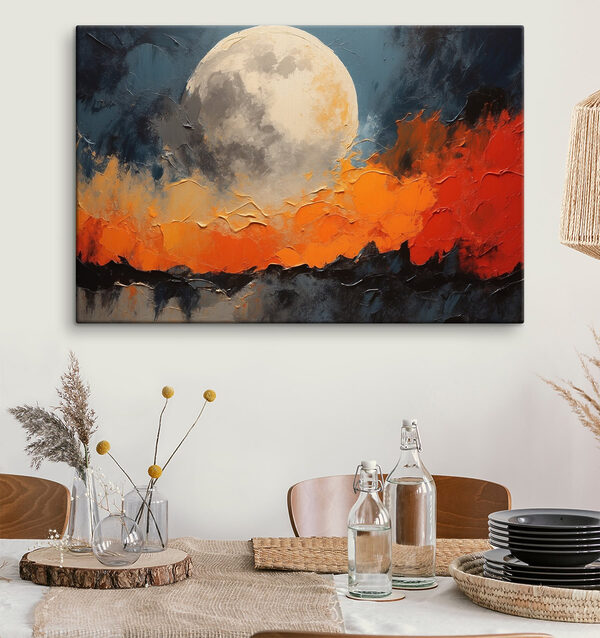Peinture d'une lune et d'un feu Peinture d'une lune et d'un feu