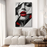 Tableaux Lèvres rouges au milieu d'un dessin abstrait