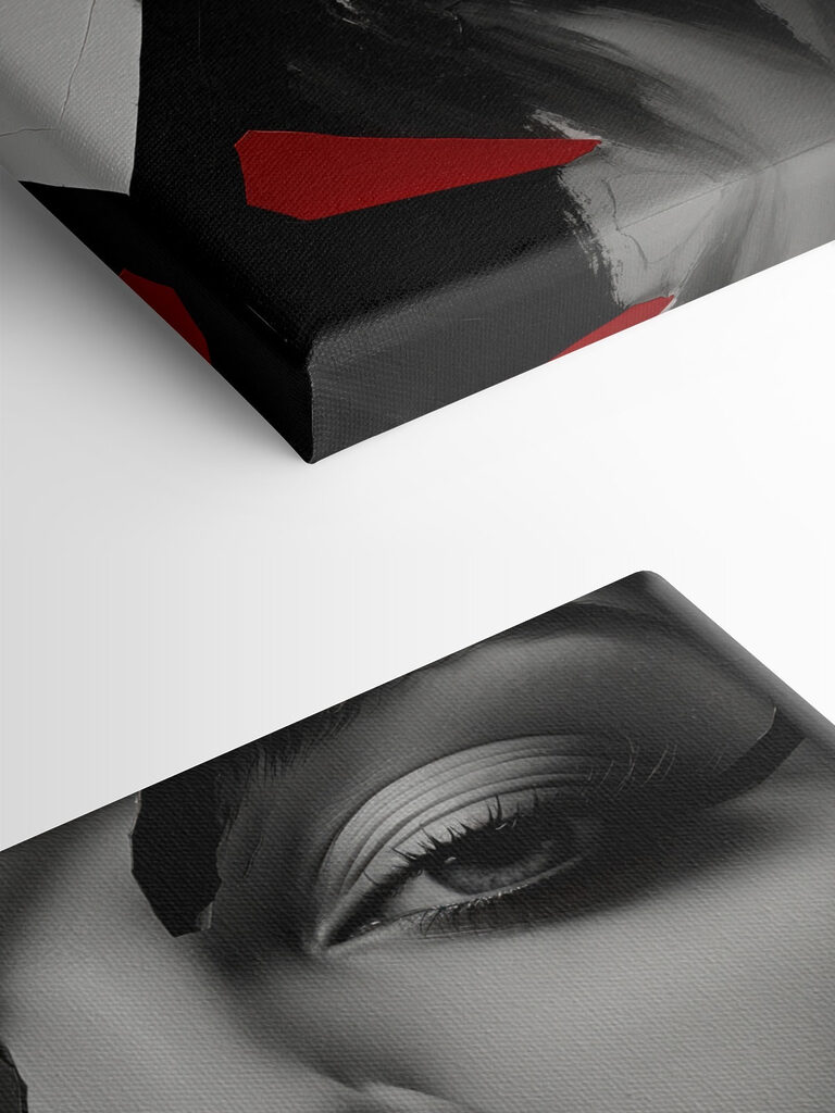 Red lips amidst abstract design Red lips amidst abstract design