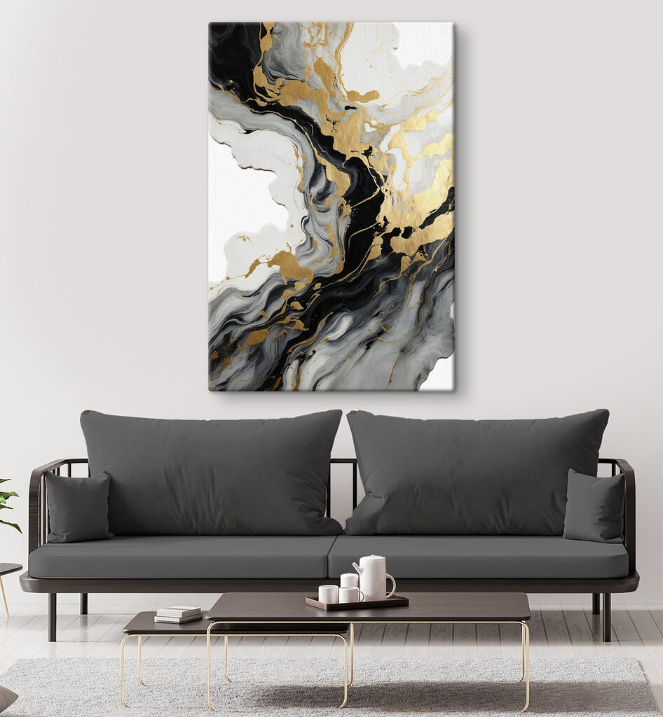 Flowing black and white patterns unite