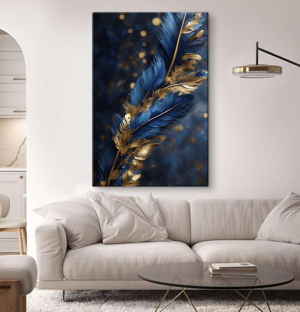 Vibrant feathers against a dark backdrop