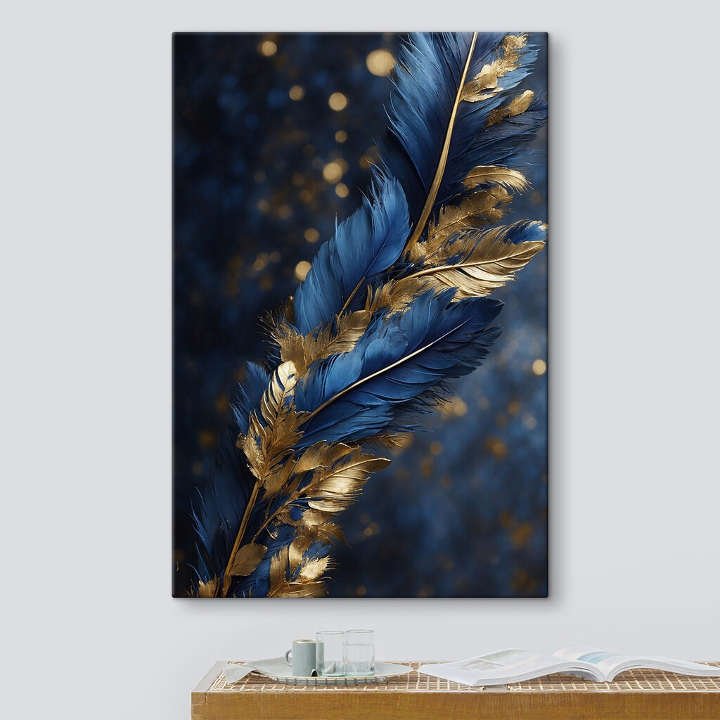 Vibrant feathers against a dark backdrop