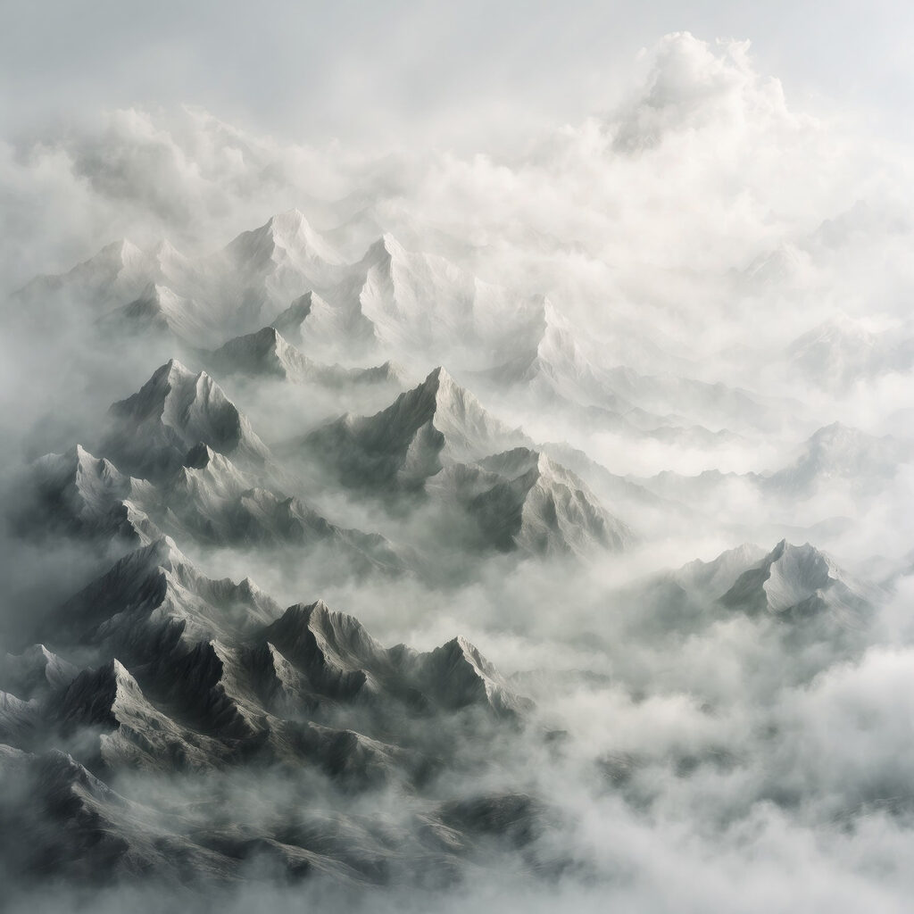 Mountain range with clouds