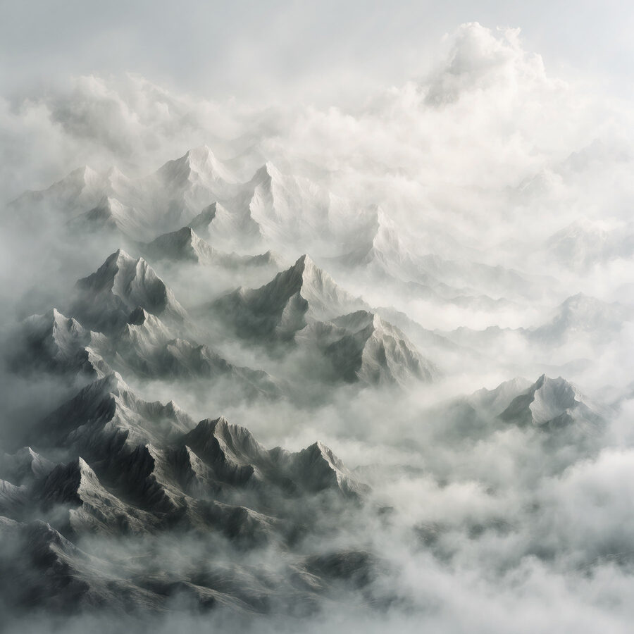 Chaîne de montagnes avec nuages