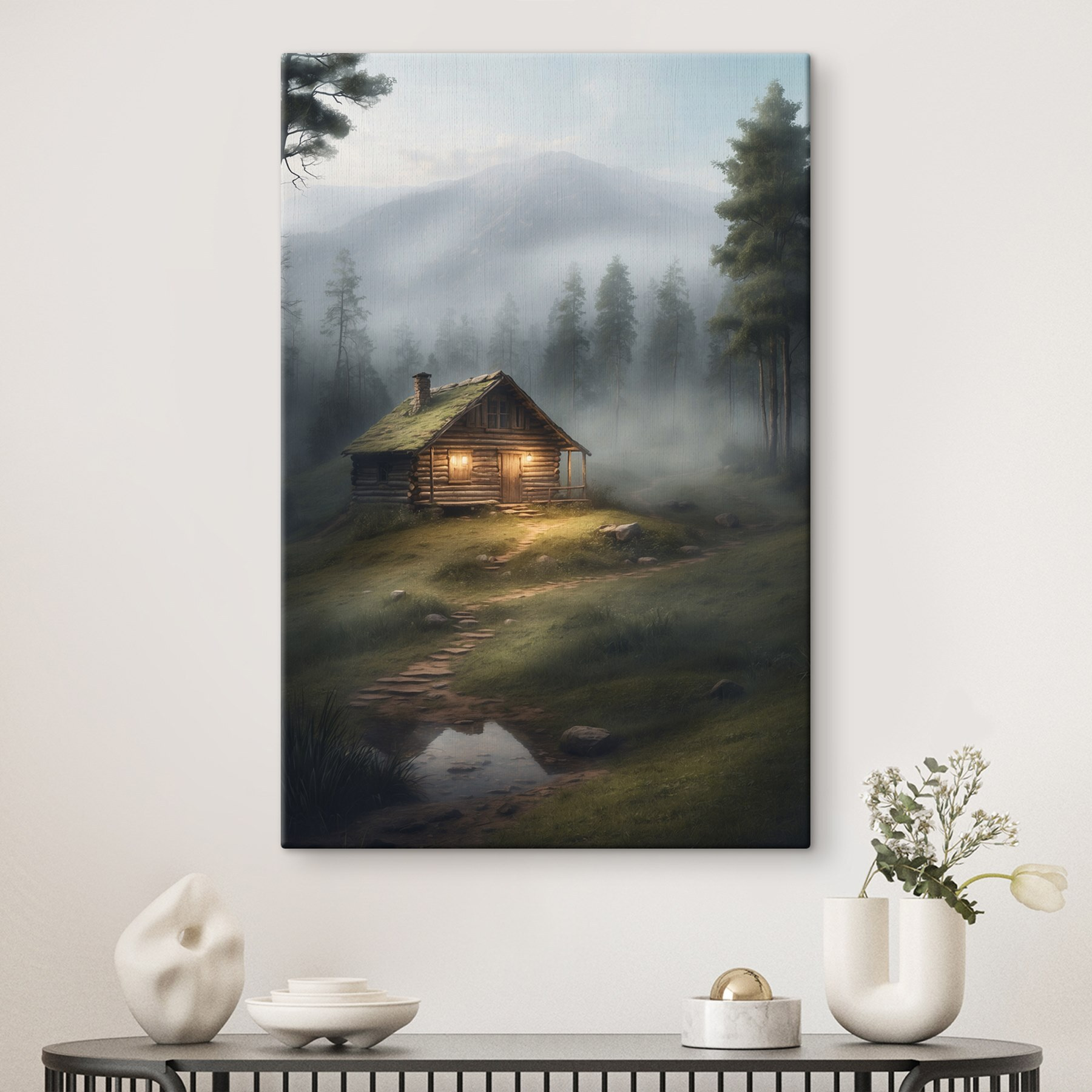 Log cabin in the woods