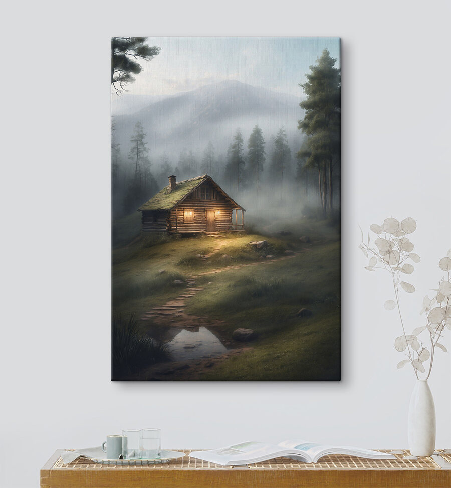 Cabane en rondins dans les bois