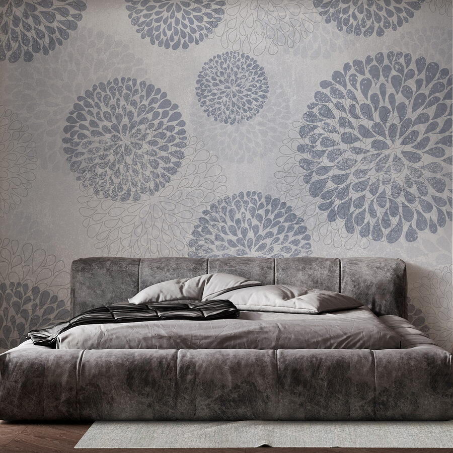 Papier peint avec des cercles et des fleurs