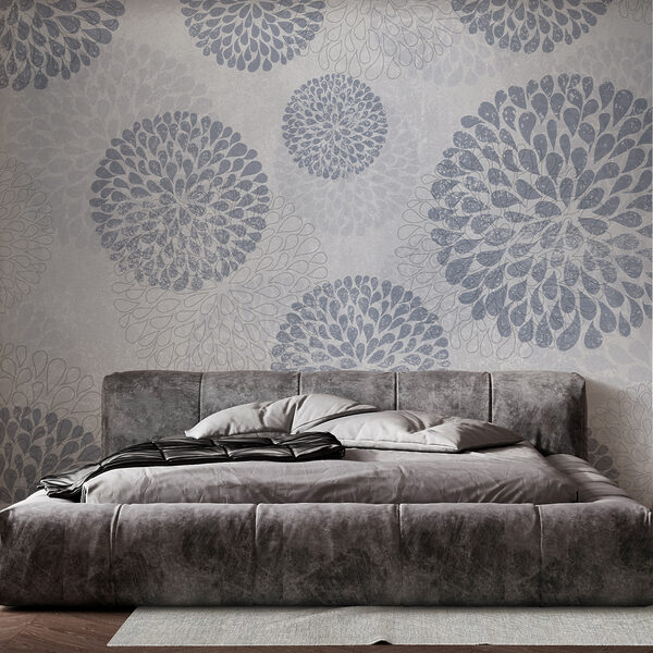Papier peint avec des cercles et des fleurs Papier peint avec des cercles et des fleurs